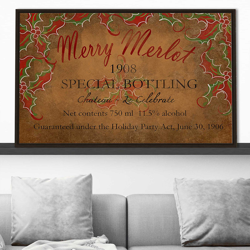 «Merry Merlot (Horizontal)» par Jodi - impression, H 31,5 po x l 51,5 po x P 2 po, Cadre flottant espresso