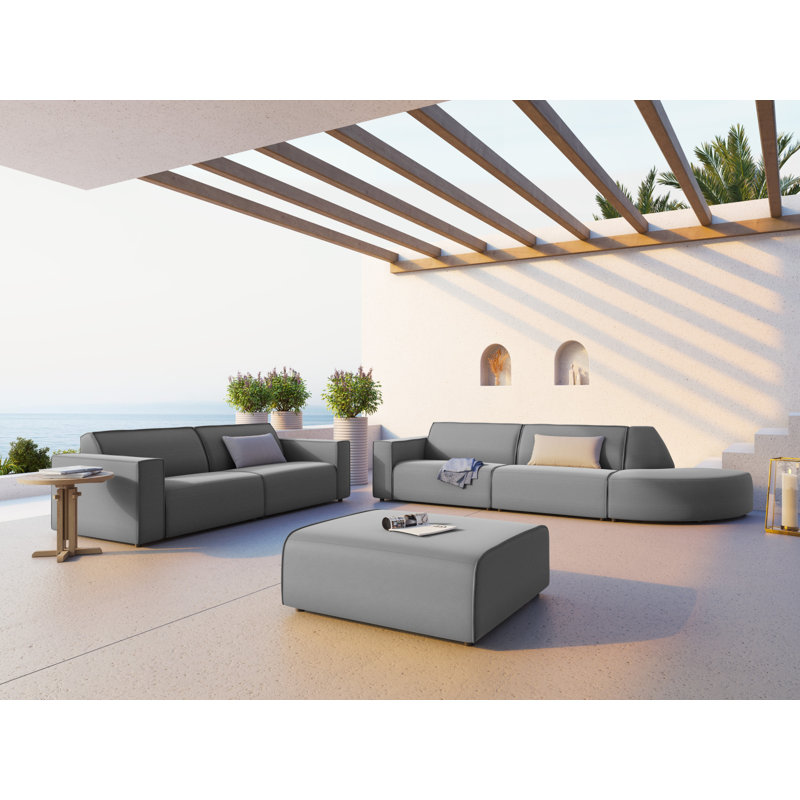 Calme Jardin Upholstered Outdoor Ottoman, Grey
