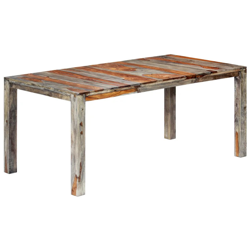 Clairview Solid Wood Dining Table, 76 x 180 x 90cm, Grey/Dark Brown/Wood