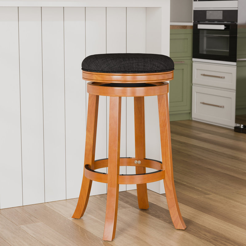 Tabouret de bar 30 po en tissu gris anthracite, finition naturelle - option dans un attrait élégant