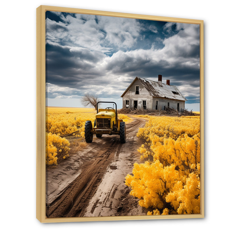 Farmhouse Tractor Countryside Haven I, Cadre naturel flottant, 40" H x 30" W