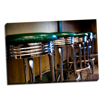 " Retro Bar Stools I " Print