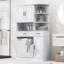 Armoire de rangement autoportante pour salle de bain avec tablettes réglables