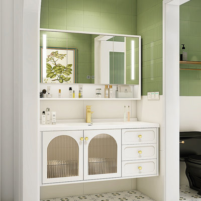 Armoire de salle de bain légère et luxueuse de style crème