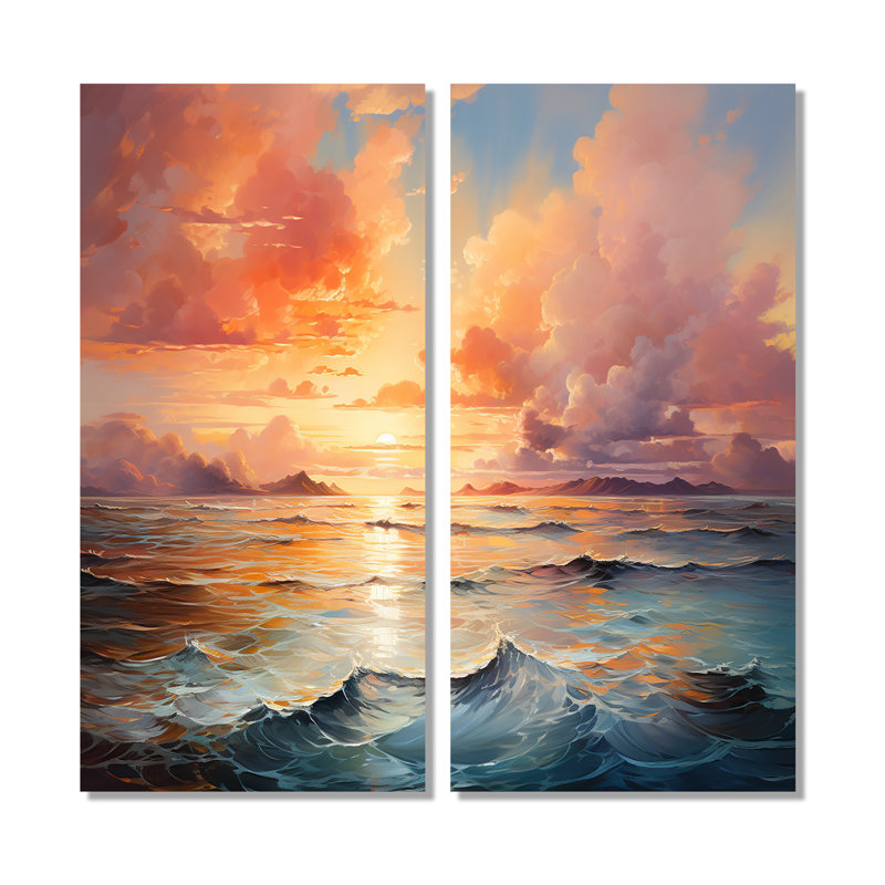 Nuage éthéré horizon - jaune, ensemble d'art mural traditionnel de 2, 32" H x 32" W, Wrapped Canvas, Does Not Apply