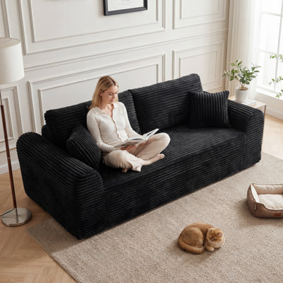 86.6" Modern No Assembly Required Compressed Cloud Sofa