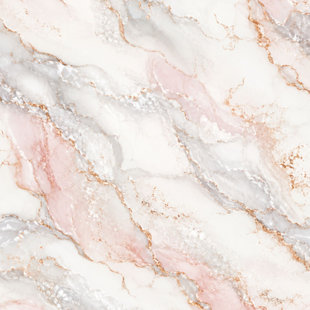 Papier peint adhésif pelez et collez, marbre blanc, or rose, patine, superposition, contact sans contact, adhésif amovible, décoration murale pour armoires de cuisine de chambre à coucher 17,7 po x 118 po