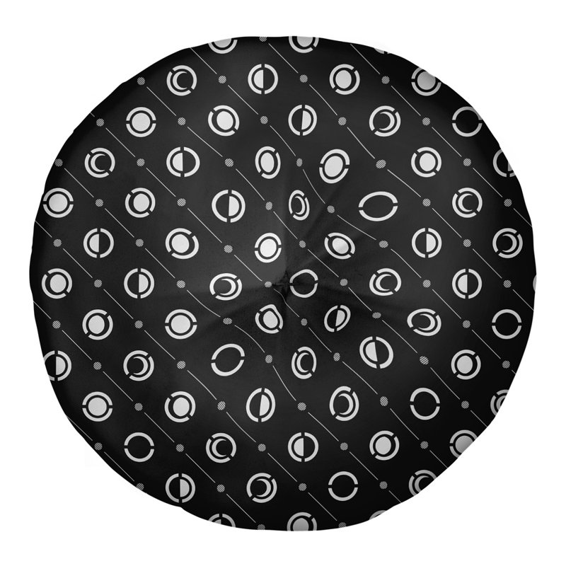 Coussin de sol à phases de lune classiques, 30 po x 30 po, Noir