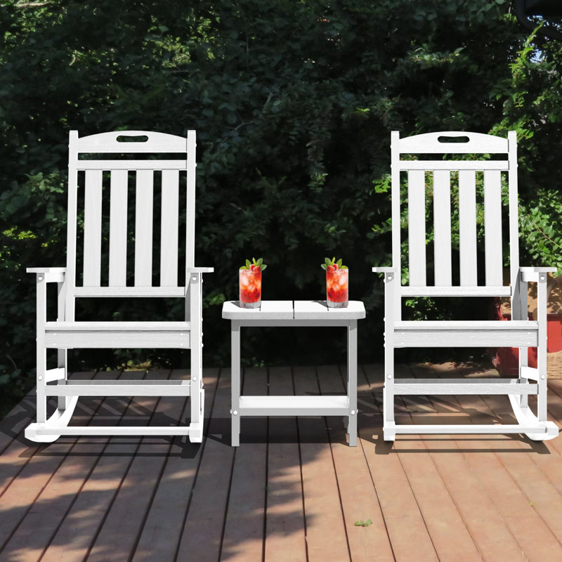 Ensemble de 2 chaises berçantes d'extérieur Hdpe, Blanc