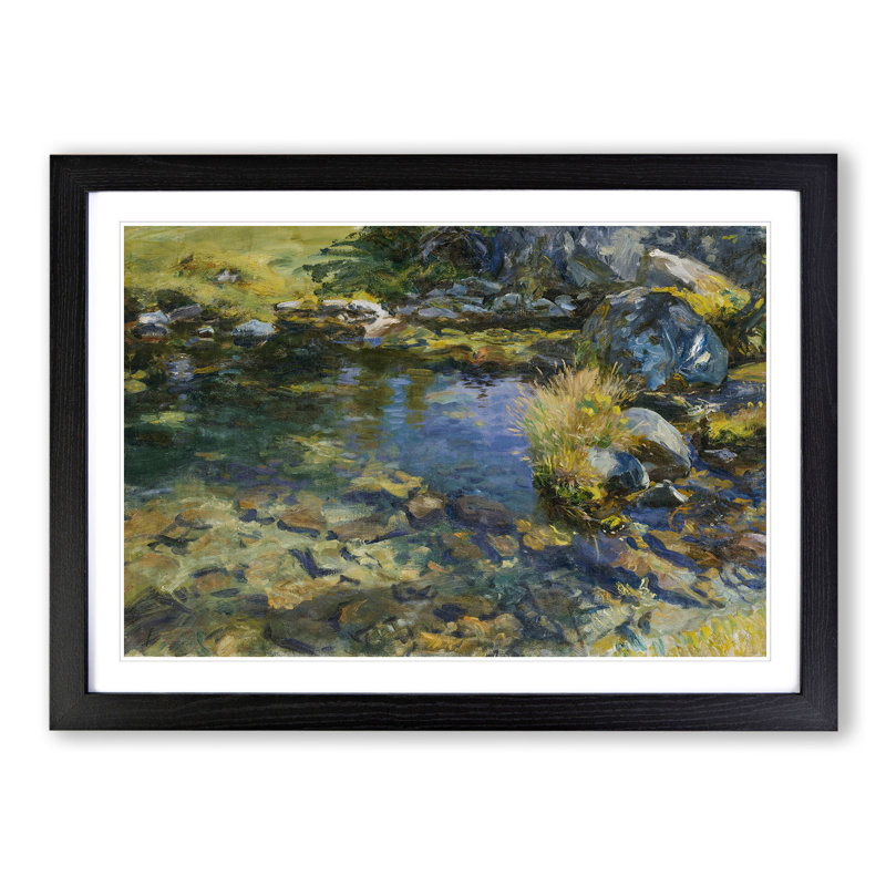 Alpine Pool by John Singer Sargent - Picture Frame Graphic Art, 27cm H x 36cm W x 2cm D, Black Framed