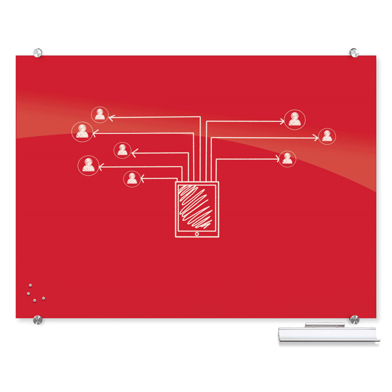 Tableau effaçable mural en verre Visionary, H 35,43 po x L 47,24 po, Rouge