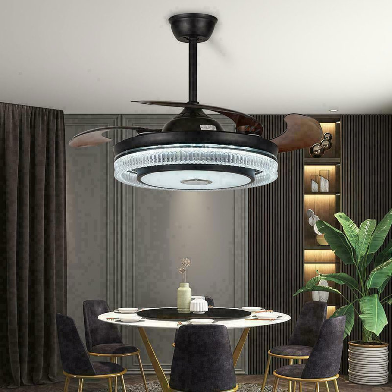 Smart Bluetooth Ceiling Fan With Dimmable Rgb Light And Music Speaker