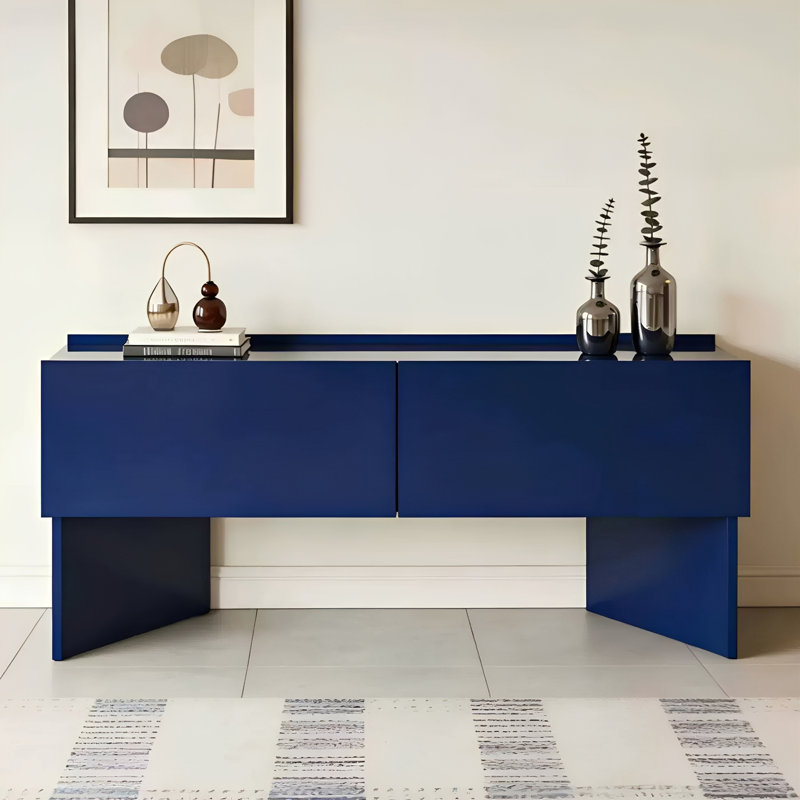 Console italienne de minimalisme moderne italien, H 30,7 po x l 70,9 po x P 15,7 po, Bleu très foncé, Bleu très foncé