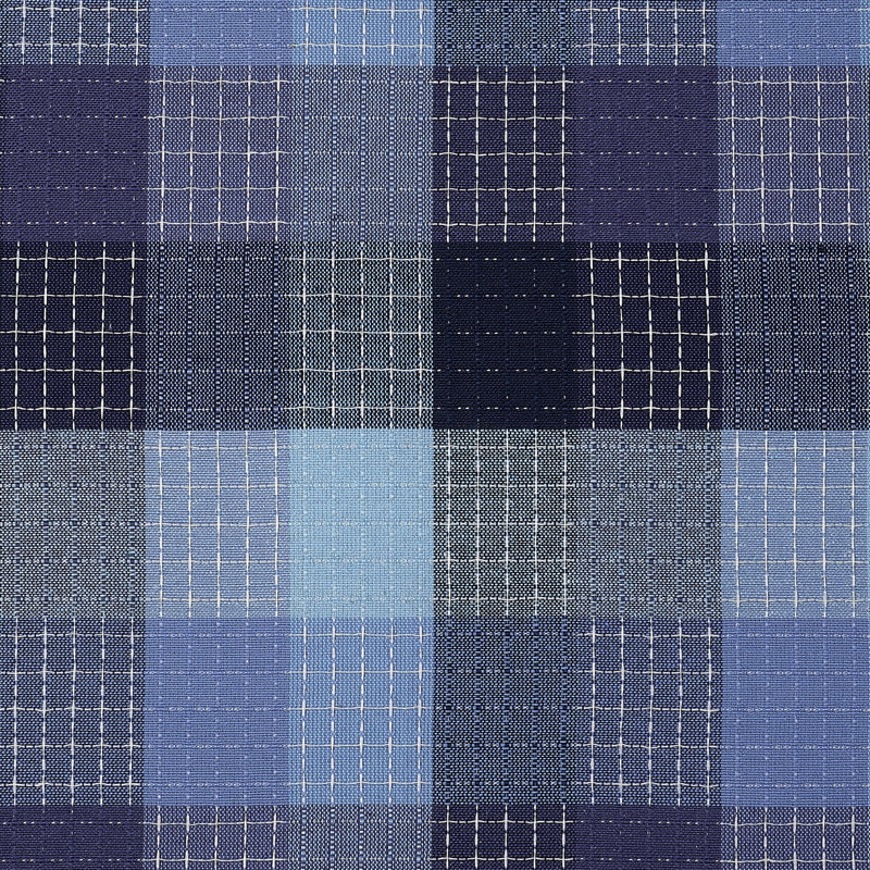 Woven Trends Adoxa Plaid Tailored Tier and Valance Window Curtain Set, Blue, 58" W x 14" L