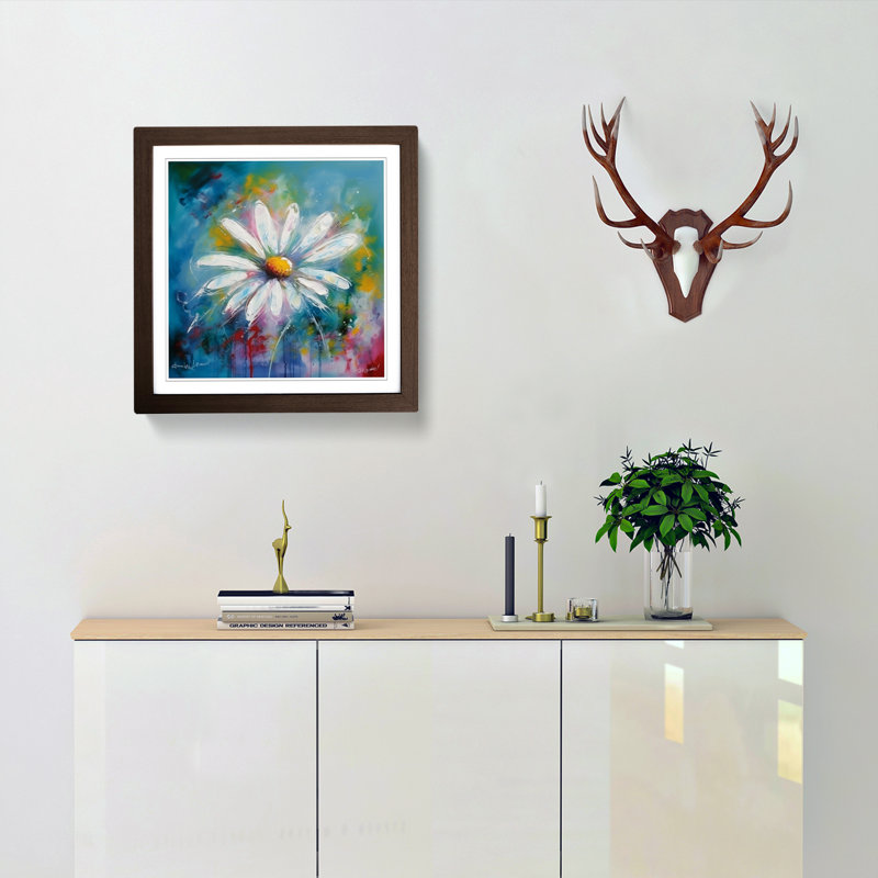 Daisy Abstract Expressionism No.1 - Framed Print, Walnut