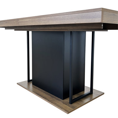Rectangle Extendable Dining Table For 6-10 People Aged Effect Wood 160-200 Cm
