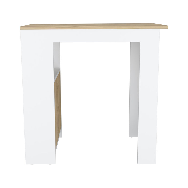 Kitchen Island with 1-Door Cabinet Push to open System and Side Shelves, White