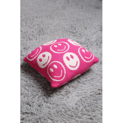 Housse de coussin moelleuse Mini Happy Face Luxury - FUCHSIA
