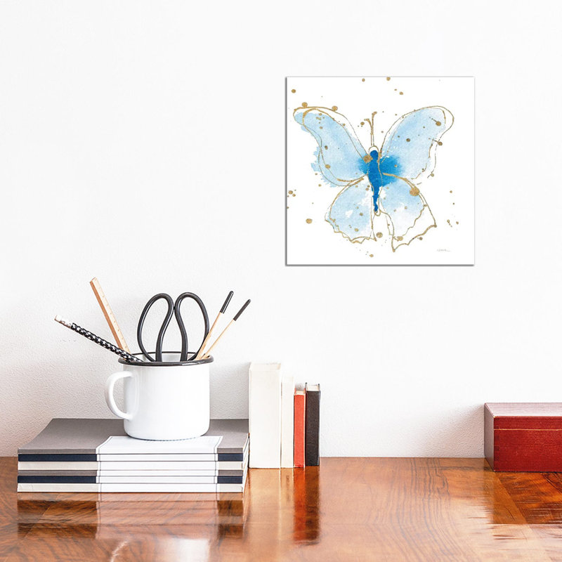 Gilded Butterflies V by Shirley Novak - Wrapped Canvas Painting, 30.48 cm H x 30.48 cm W