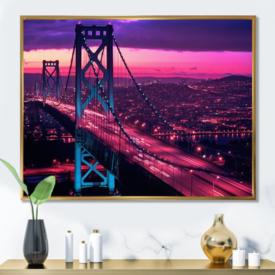 «San Francisco Skyline And Bay Bridge», reproduction d'art sur toile encadrée