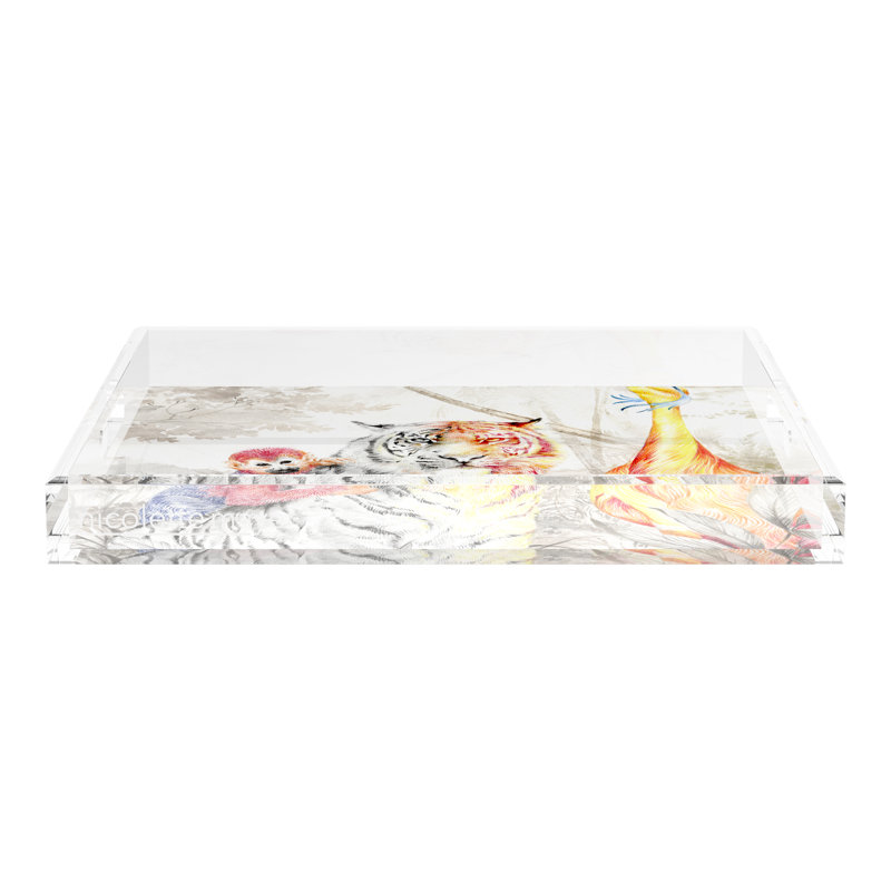 Arcadia Tiger Acrylic Square Decorative Tray, 18"W x 18"D x 2"H
