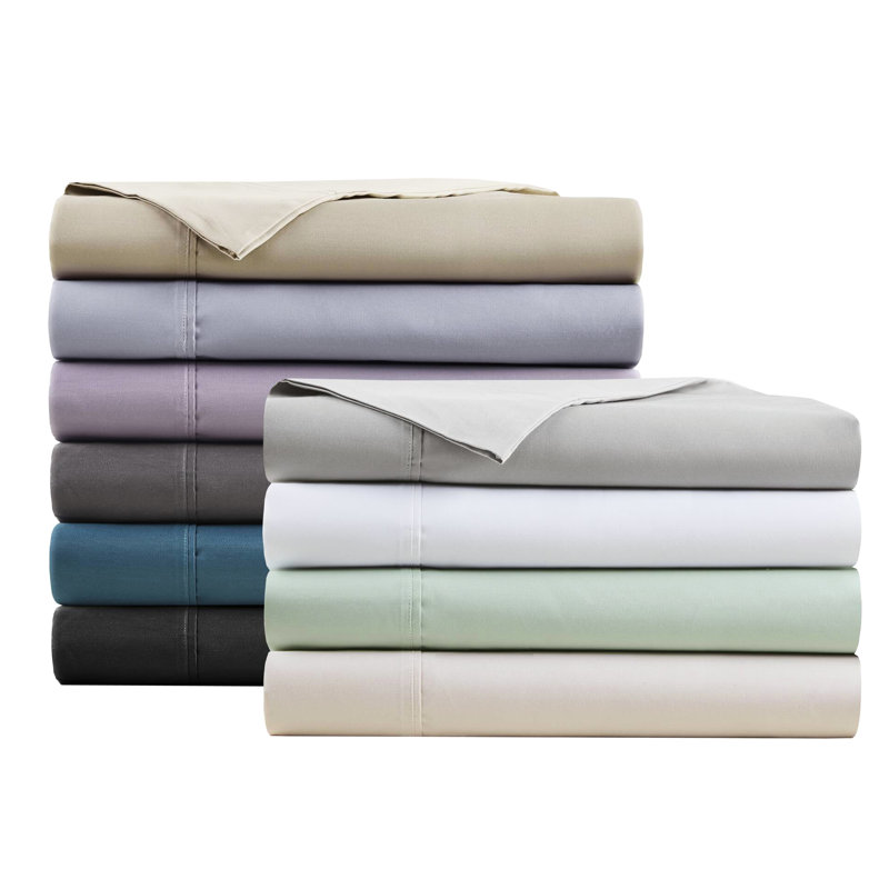 Drap de refroidissement en mélange de coton 4 pièces pour grand lit - absorbant, fini, lavable à la machine 600 fils, vous garde au frais, doux, tissu doux