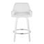 Tabouret de bar à hauteur fixe avec pivot en bois blanc et similicuir blanc avec repose-pieds rond chromé - ensemble de 2-96742011