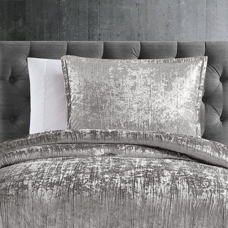 Charcoal Twin Velvet Comforter Set with Sham