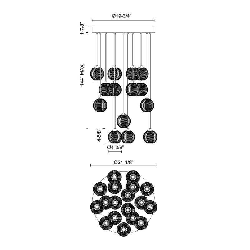 Marni 18 - Light LED Pendant, Polished Nickel
