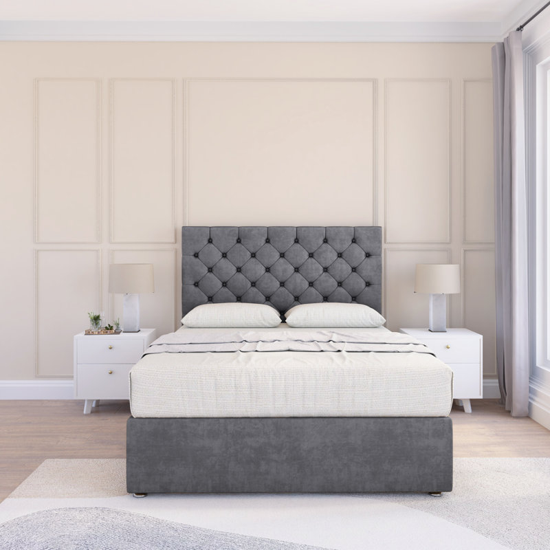 Upholstered Bed, Super King (6'), Light Grey