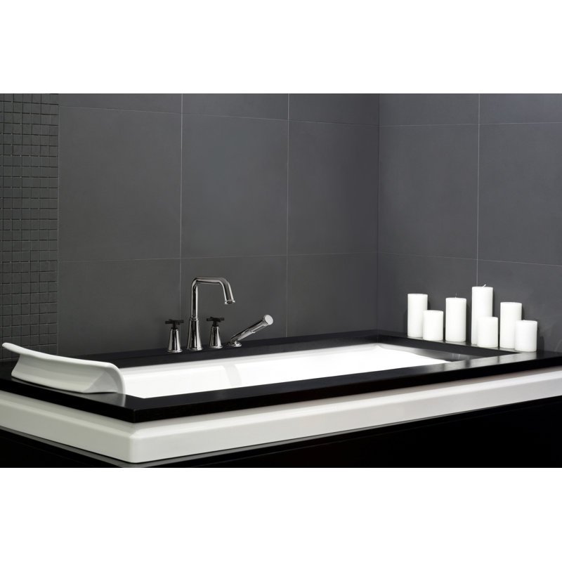 Momenti 4-Hole Deck Mount Tub Filler with U-Spout, Brushed Gold/Black