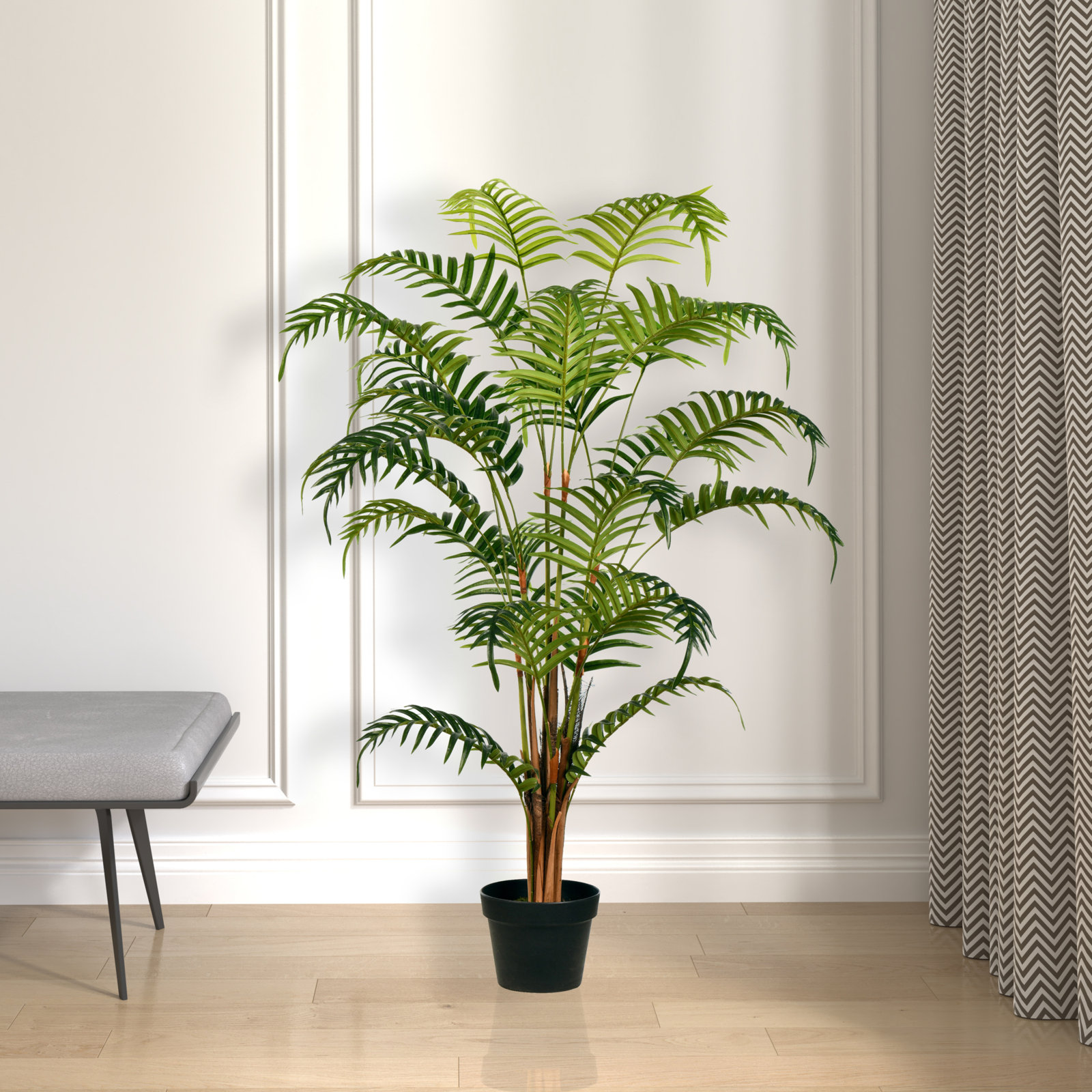 Faux Palm Plant in Pot, 47" H x 16" W x 16" D