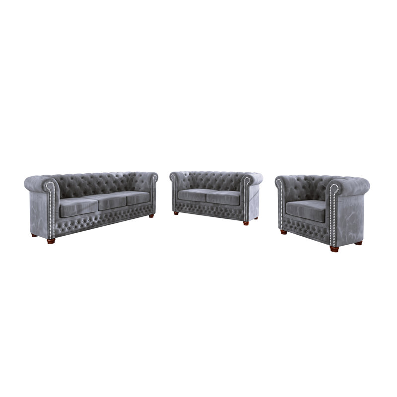 Chesterfield  Sofa Set 3+2+1, Grey