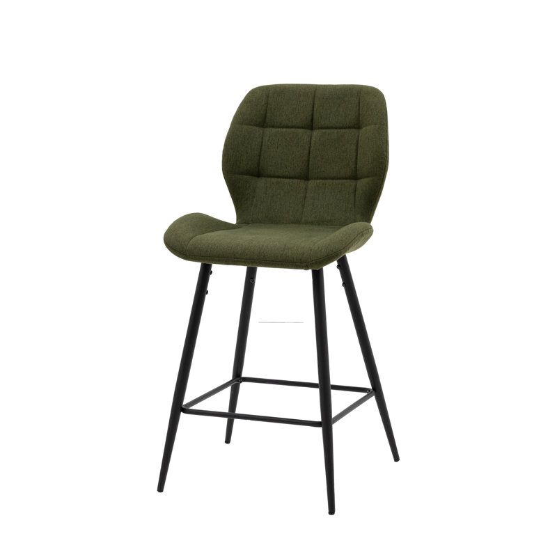 Skopelos Upholstered Counter Stool with Metal Frame, Green