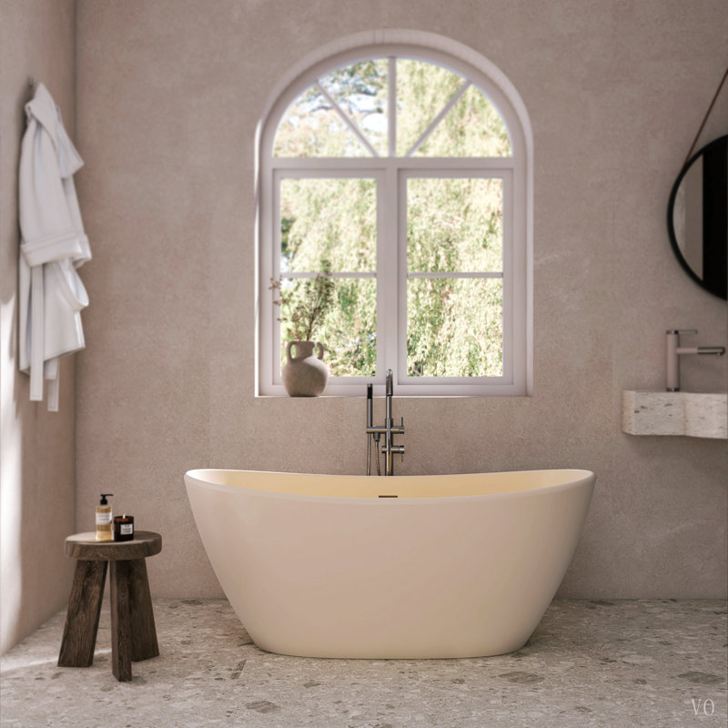 Baignoire de trempage autoportante de 61 pouces à surface solide pour salle de bain