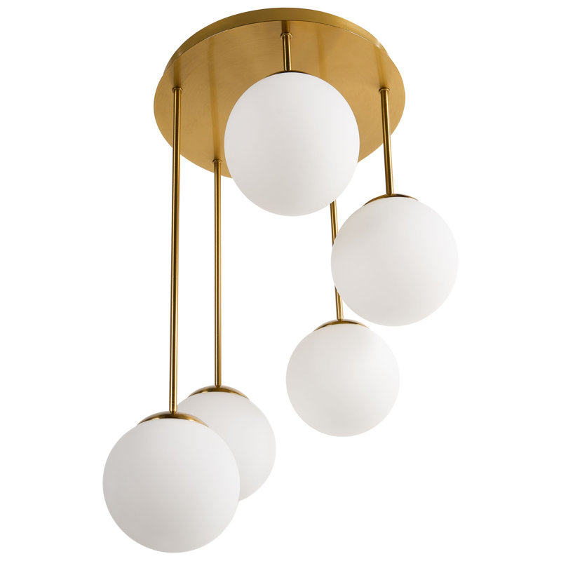 - Light Cluster Pendant, 5, Brass, 61cm H x 42cm W x 42cm D