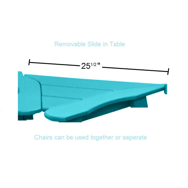 Ansel Plastic Adirondack Chair with Table, Teal