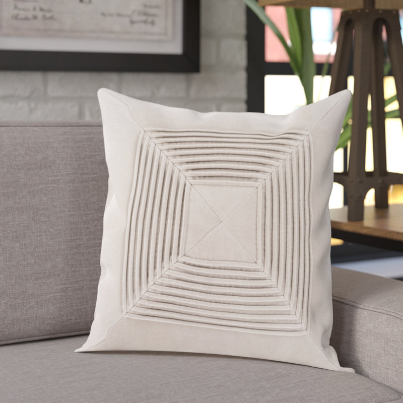 Coussin en coton Krumm, H 18 po x l 18 po x P 0,25 po, Beige, Housse de coussin seulement - sans coussin