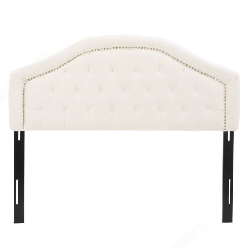 Tufted Upholstered Headboard Queen Size, Ivory