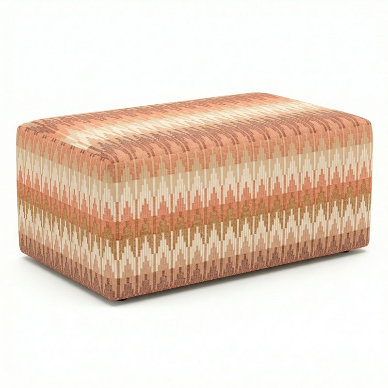Berlin Gardens Lilly Hive 18X30x13 Rectangle Pouf, Orange/Beige