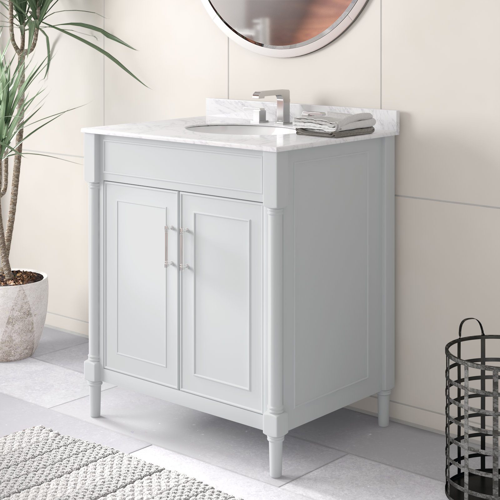 Addison 30'' Single Bathroom Vanity Base, Light Gray