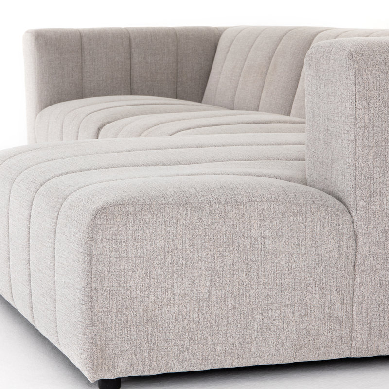 Langham Modular Chaise Sectional, Right Hand Facing, Light Gray Napa Sandstone Polyester, Black