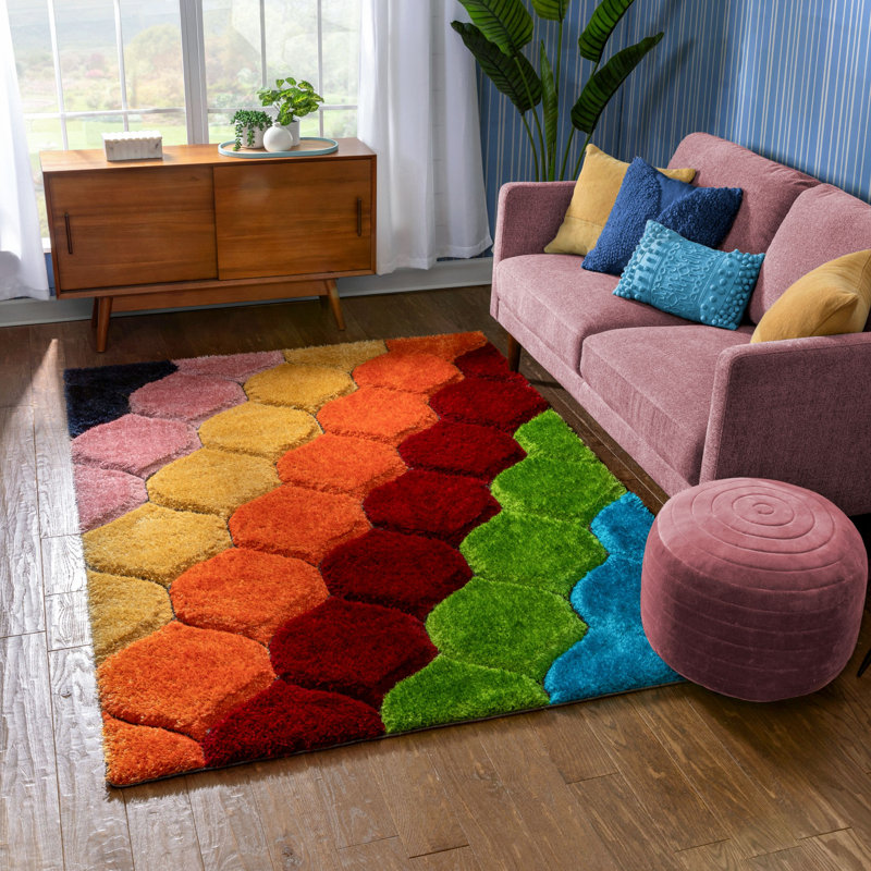 Tapis orange / rouge Cobina, Rectangle 3'11" x 5'3"