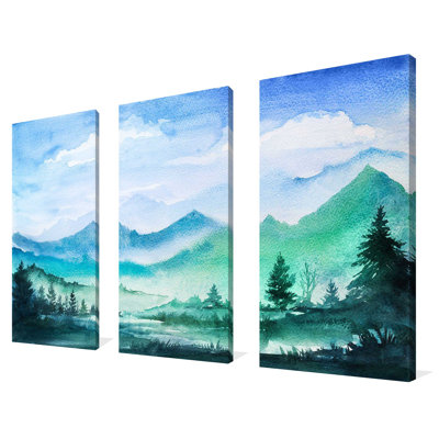 Rocky Mountains - Ensemble de 3 reproductions d'art sur toile tendue