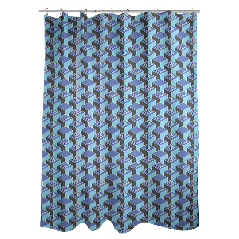 Geometric Shower Curtain, Blue/Teal