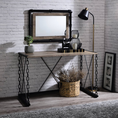 Rectangular Console Table In Rustic Style With Black And Oak Details Industrial