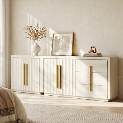 Buffet 101 po avec porte à rayures ondulées, sable blanc