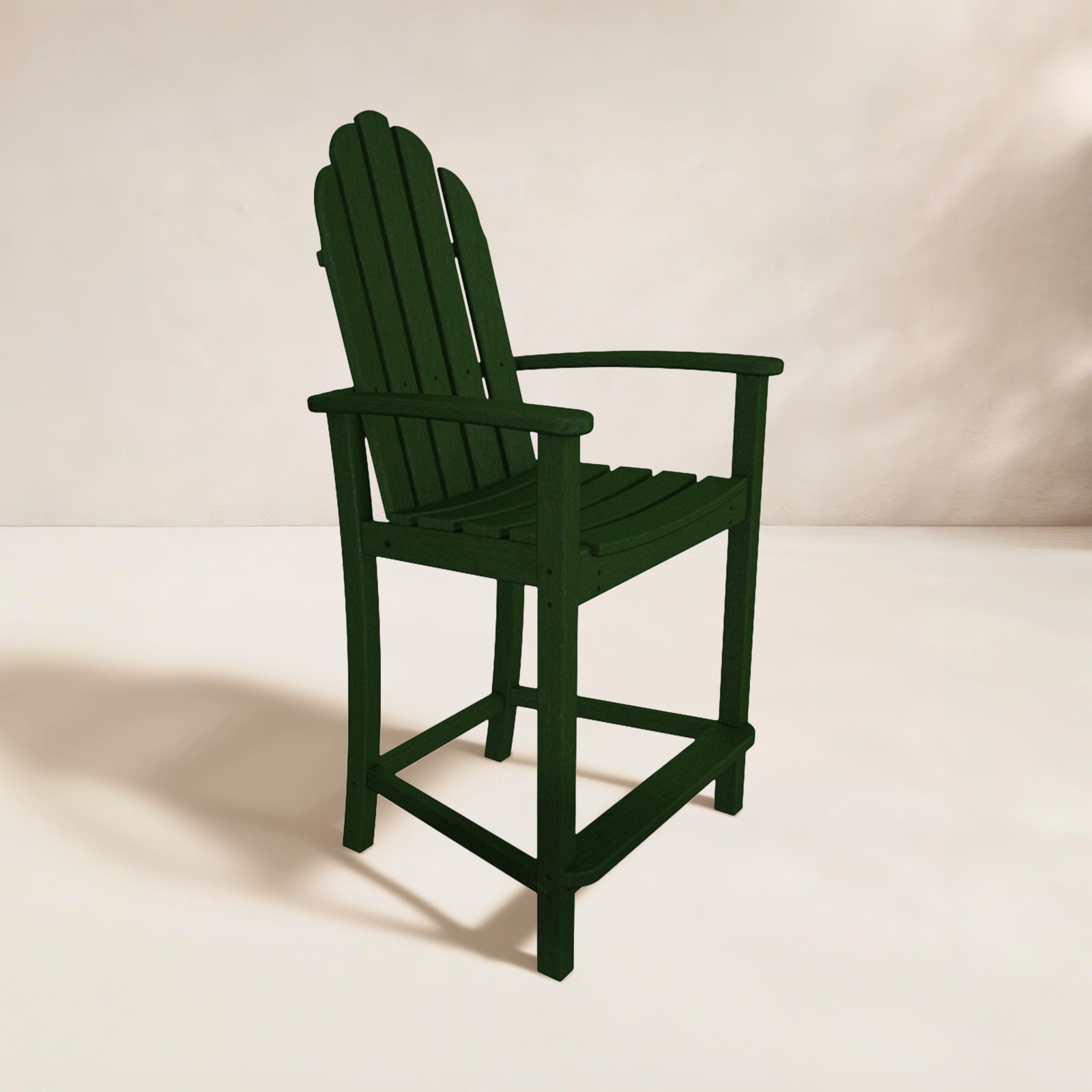 POLYWOOD® Classic Adirondack Patio Bar Stool, Green