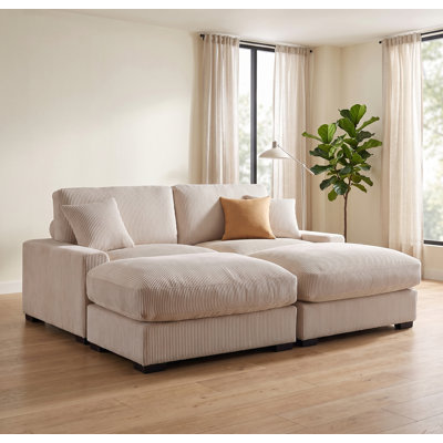 Canapé-lit 84,5 "pour salon avec repose-pieds surdimensionné beige