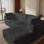 Canapé modulaire convertible en forme de L 3 pièces avec repose-pieds, 110 po, gris-701263548